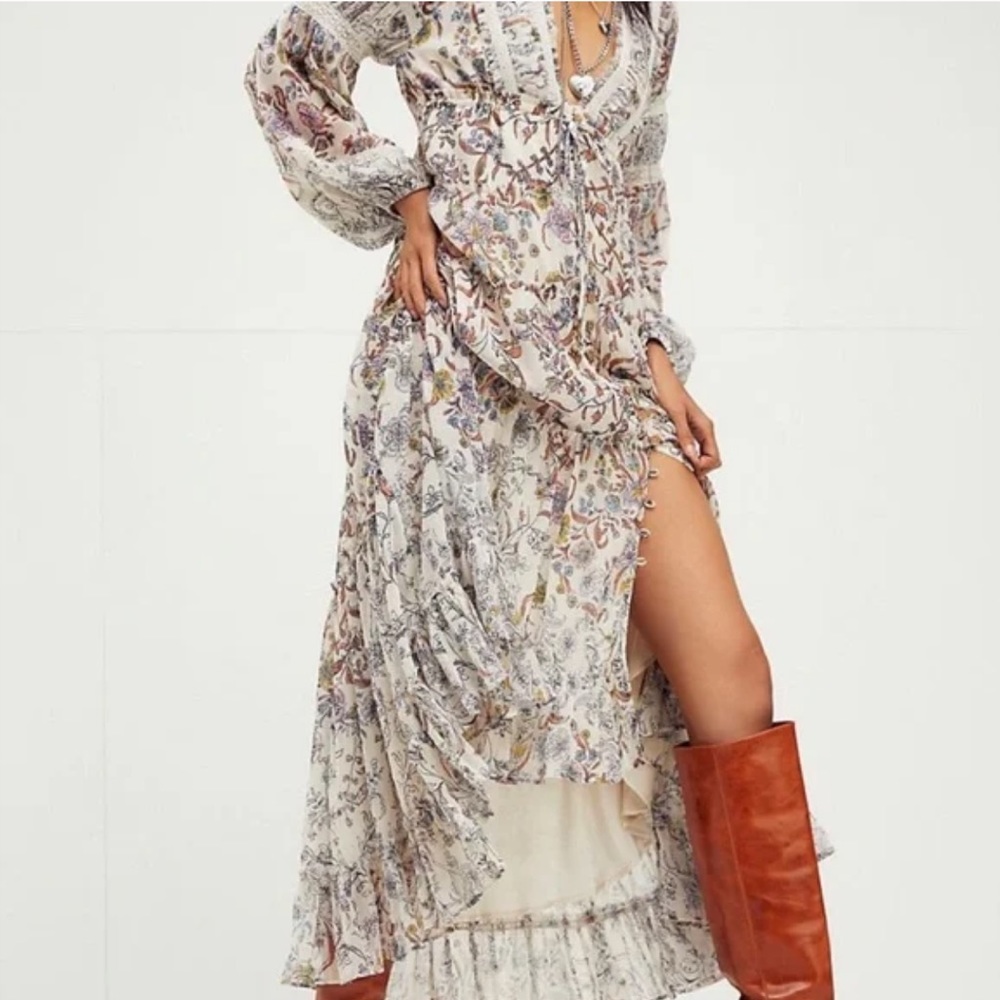 Free People Cassis Printed Chiffon Dress XS NEW WITH TAGS